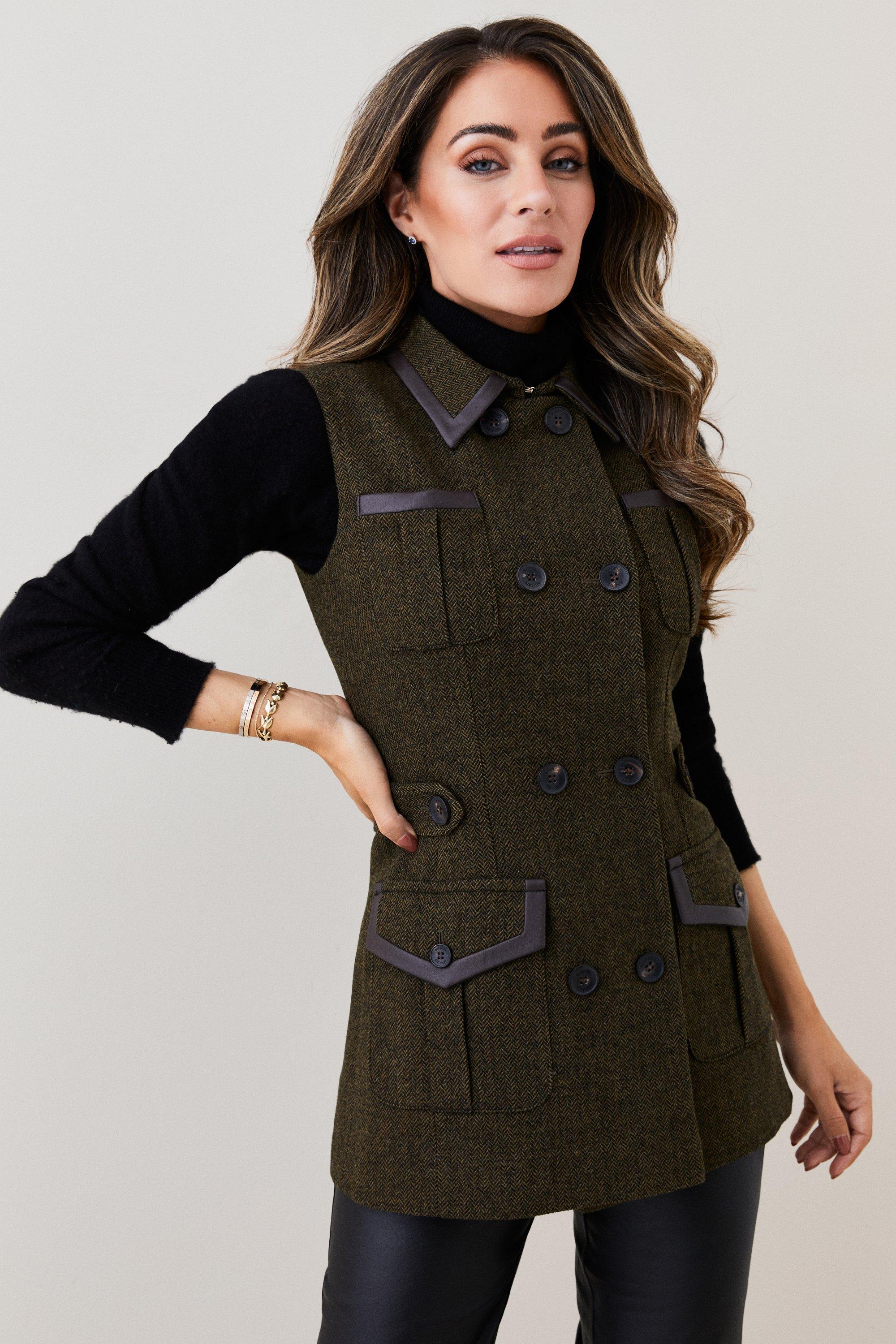 Lydia Millen Heritage Tweed Sleeveless Jacket | Karen Millen